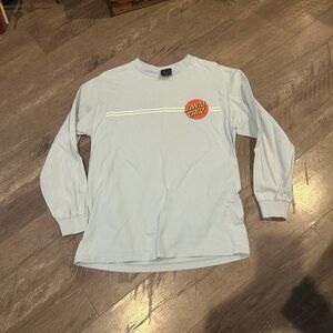 Santa Cruz Skateboards Light Blue Long Sleeve Tee with Red Logo
